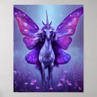 Purple unicorn Butterfly Poster