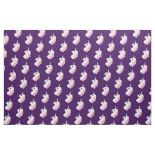 Purple Unicorn Emoji Pattern Fabric