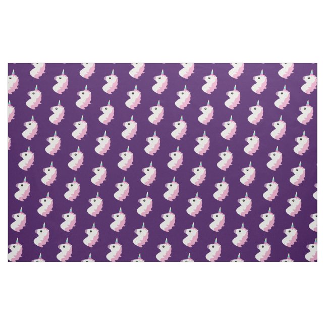 Purple Unicorn Emoji Pattern Fabric (Yard)