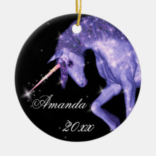 Purple Unicorn Fantasy Ceramic Tree Decoration