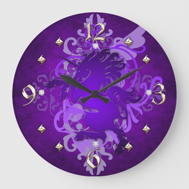 Purple Unicorn Fantasy Clock (Front)