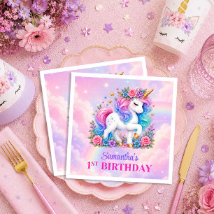 Purple Unicorn Girl Birthday Party Napkins Pack