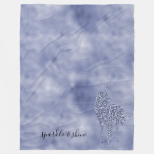 Purple Unicorn Glitter personalized Fleece Blanket