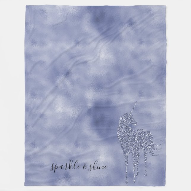 Purple Unicorn Glitter personalized Fleece Blanket (Front)