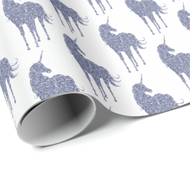 Purple Unicorn Glitter Wrapping Paper (Roll Corner)