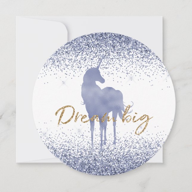 Purple Unicorn Gold Glitter Dream Big Sparkle (Front)