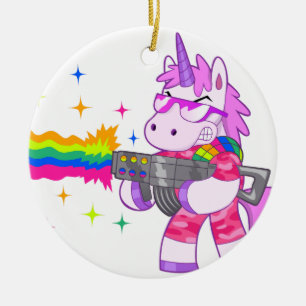 Purple Unicorn - Gun Ceramic Ornament