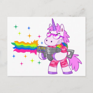Purple Unicorn - Gun Postcard