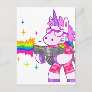 Purple Unicorn - Gun Postcard