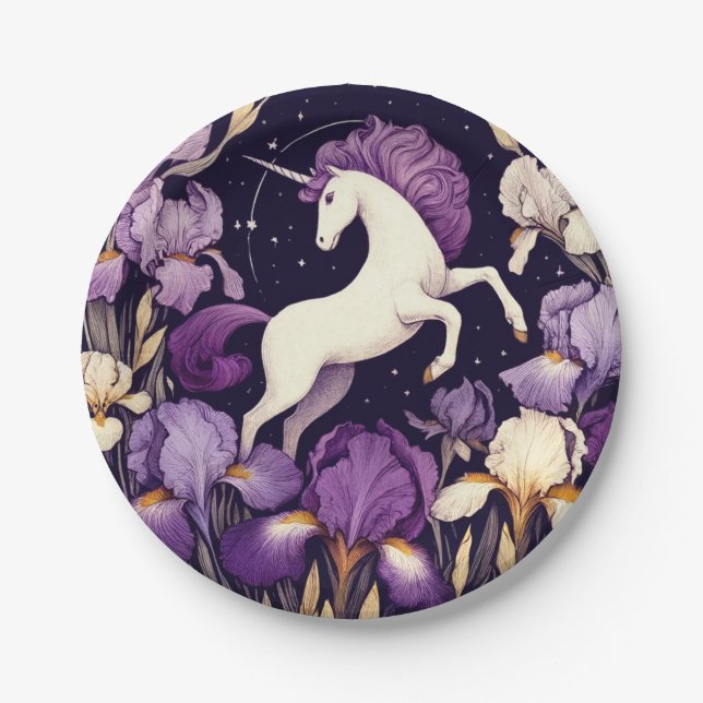 Purple Unicorn irises Unicorns Iris                Paper Plate (Front)