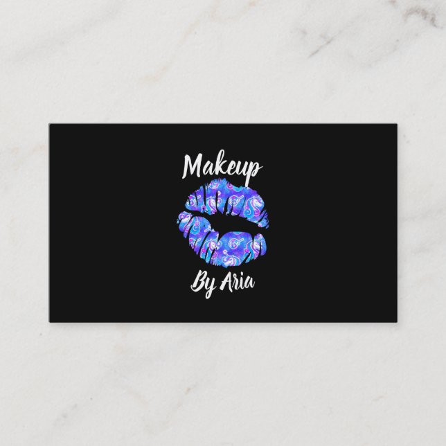 Purple Unicorn Lips Fantasy Creative Makeup Artist Business Card (Front)