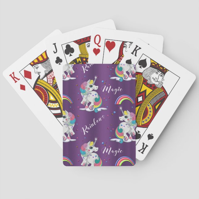 Purple Unicorn Magic Playing Cards (Back)