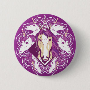 Purple Unicorn Mandala 6 Cm Round Badge