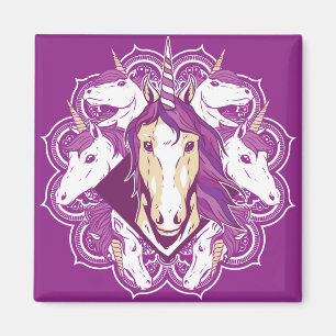 Purple Unicorn Mandala Magnet