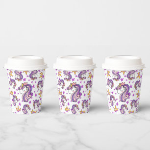 Purple Unicorn Paper Cups