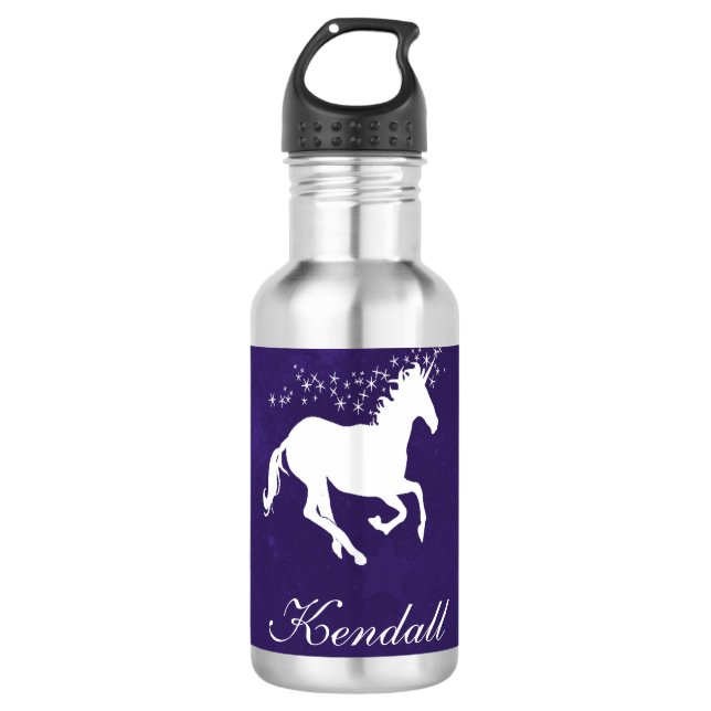Purple Unicorn Personalised 710 Ml Water Bottle (Front)