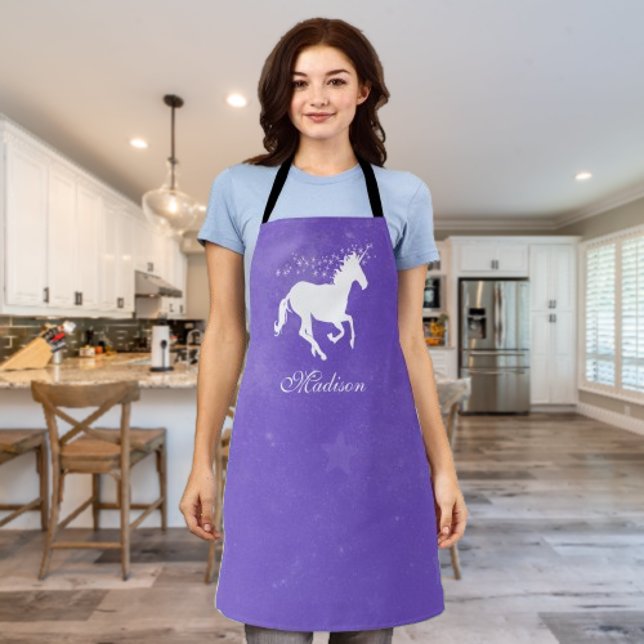 Purple Unicorn Personalised Apron (Purple Unicorn Personalized Apron)