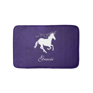 Purple Unicorn Personalised Bath Mat