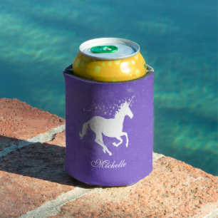Purple Unicorn Personalised Can Cooler