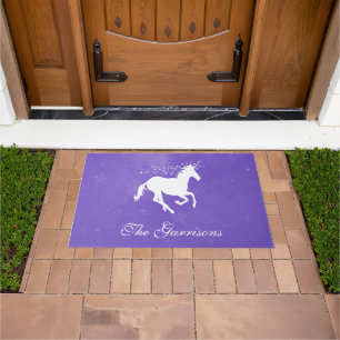 Purple Unicorn Personalised Doormat