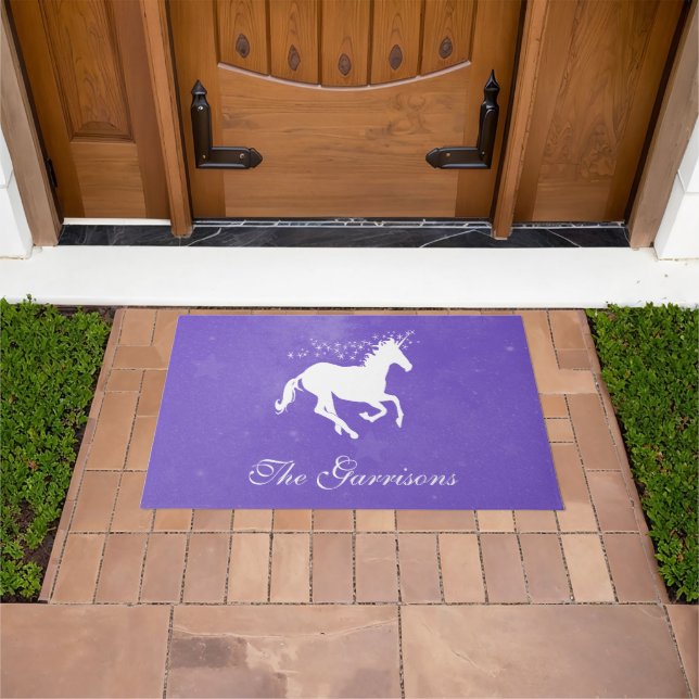 Purple Unicorn Personalised Doormat (Outdoor)