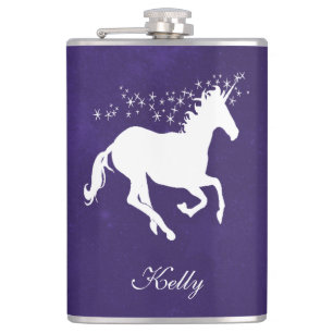 Purple Unicorn Personalised Flask