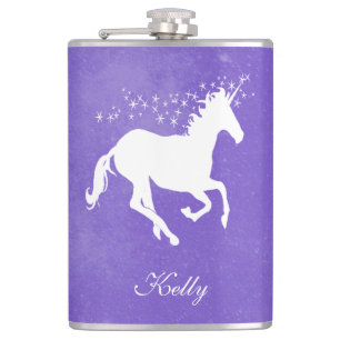 Purple Unicorn Personalised Flask