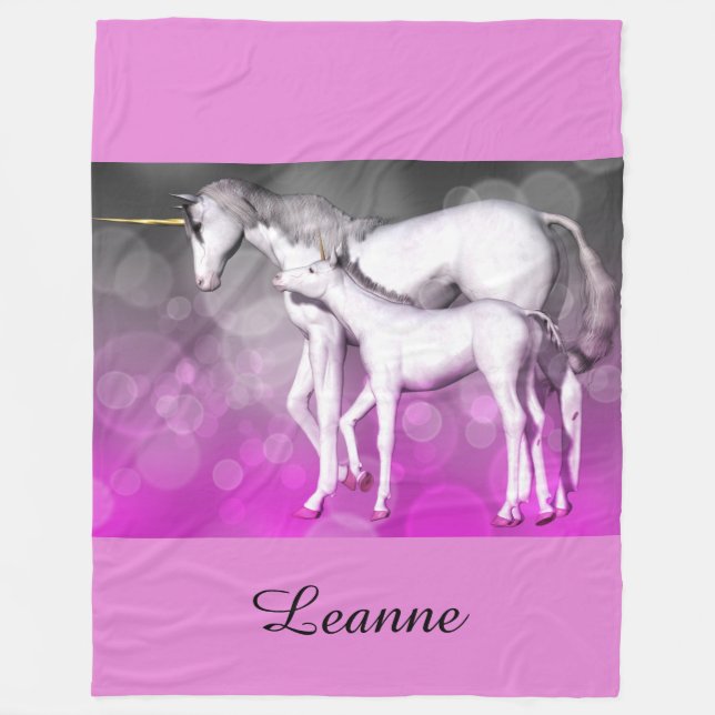 Purple Unicorn Personalised Fleece Blanket (Front)