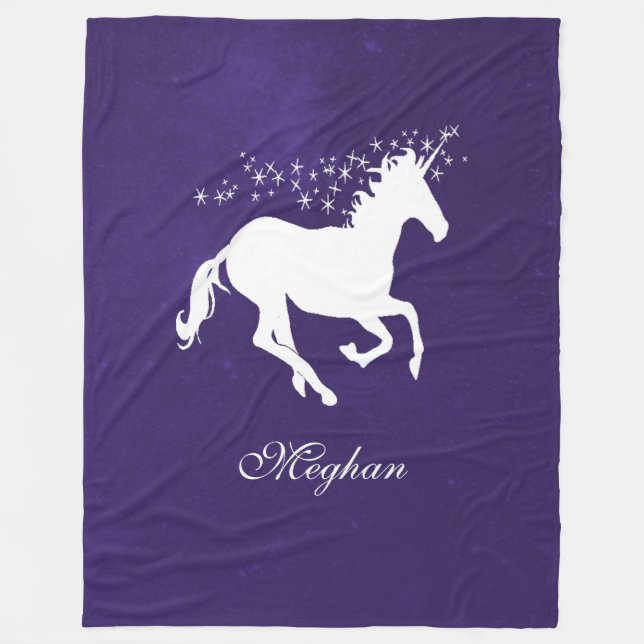 Purple Unicorn Personalised Fleece Blanket (Front)