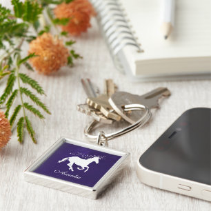 Purple Unicorn Personalised Keychain