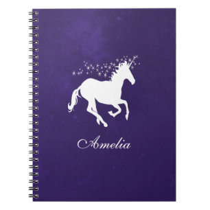 Purple Unicorn Personalised Notebook