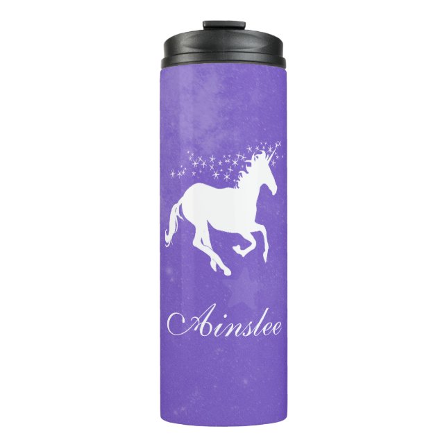 Purple Unicorn Personalised Thermal Tumbler (Front)