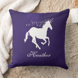 Purple Unicorn Personalised Throw Pillow