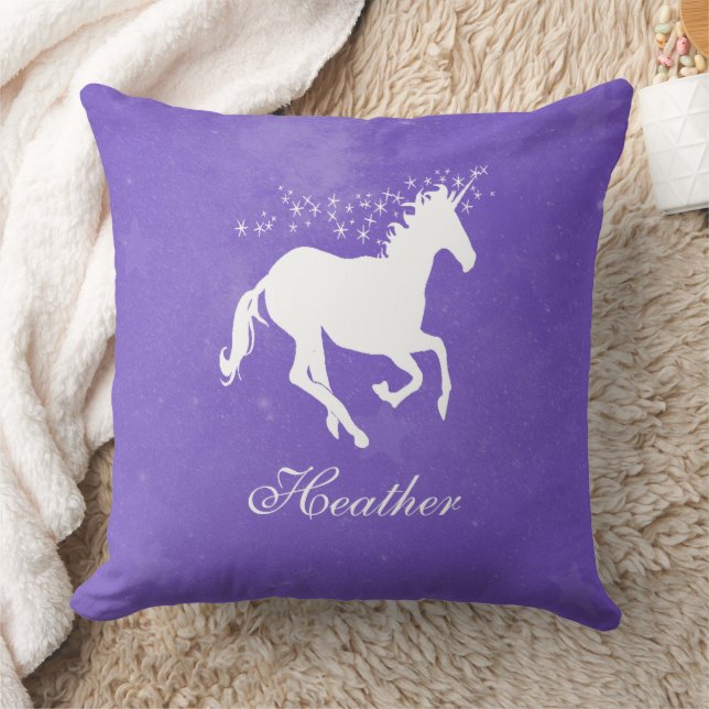 Purple Unicorn Personalised Throw Pillow (Blanket)