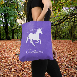 Purple Unicorn Personalised Tote Bag