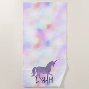 Purple Unicorn Pink Peach     Beach Towel