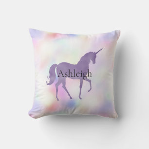 Purple Unicorn Pink Peach Rainbow Cushion