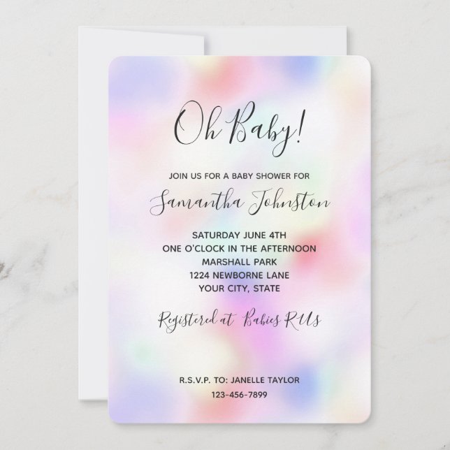 Purple Unicorn Pink Peach Rainbow    Invitation (Front)