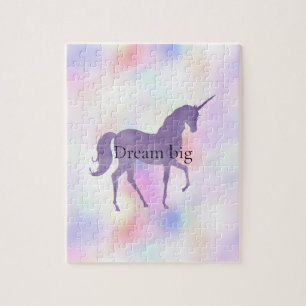 Purple Unicorn Pink Peach Rainbow Jigsaw Puzzle