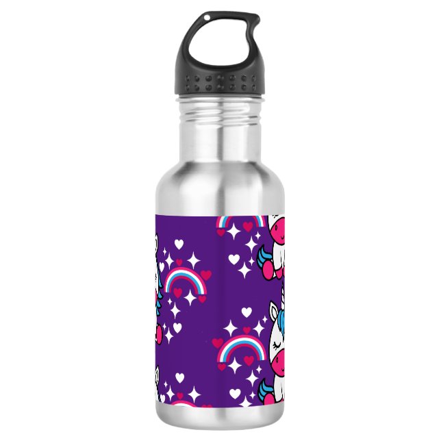 Purple Unicorn Pony 710 Ml Water Bottle (Front)