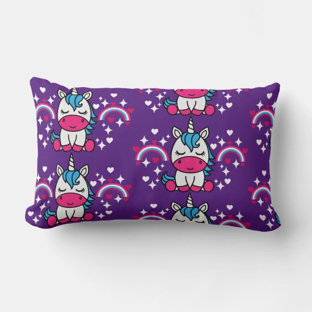 Purple Unicorn Pony Lumbar Cushion (Front)