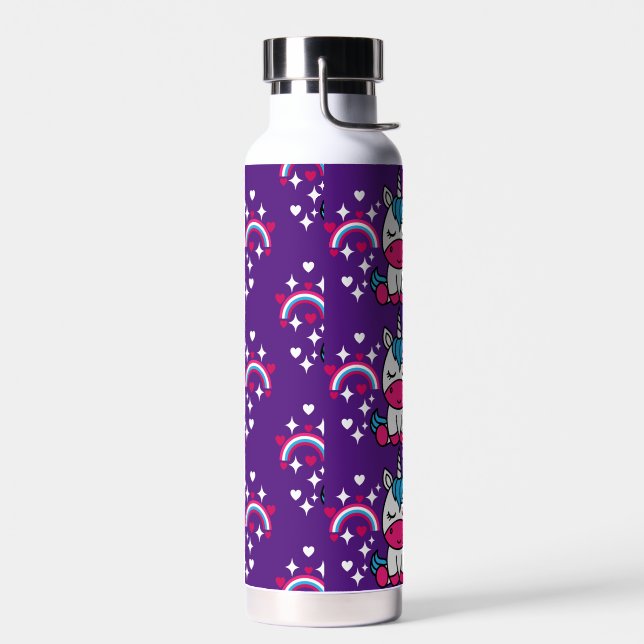 Purple Unicorn Pony Water Bottle (Left)