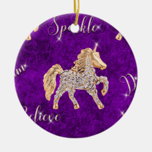 Purple Unicorn Sparkles Ceramic Ornament