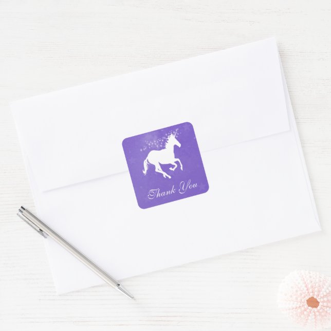 Purple Unicorn Thank You Stickers (Envelope)