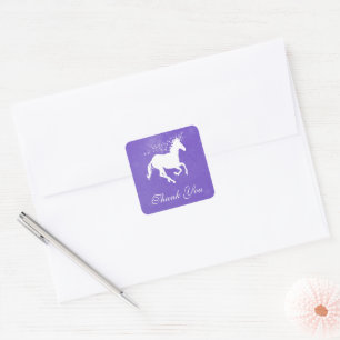 Purple Unicorn Thank You Stickers