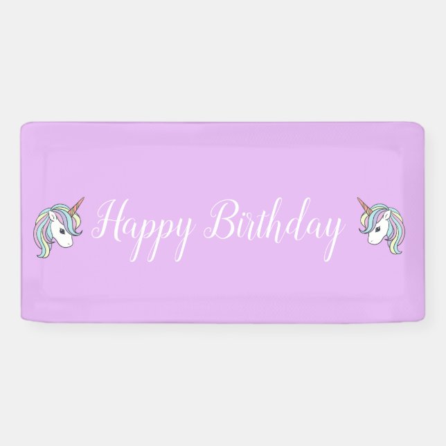 Purple Unicorn Themed Birthday Party Banner (Horizontal)
