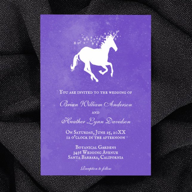 Purple Unicorn Wedding Invitation (Purple Unicorn Wedding Invitation)