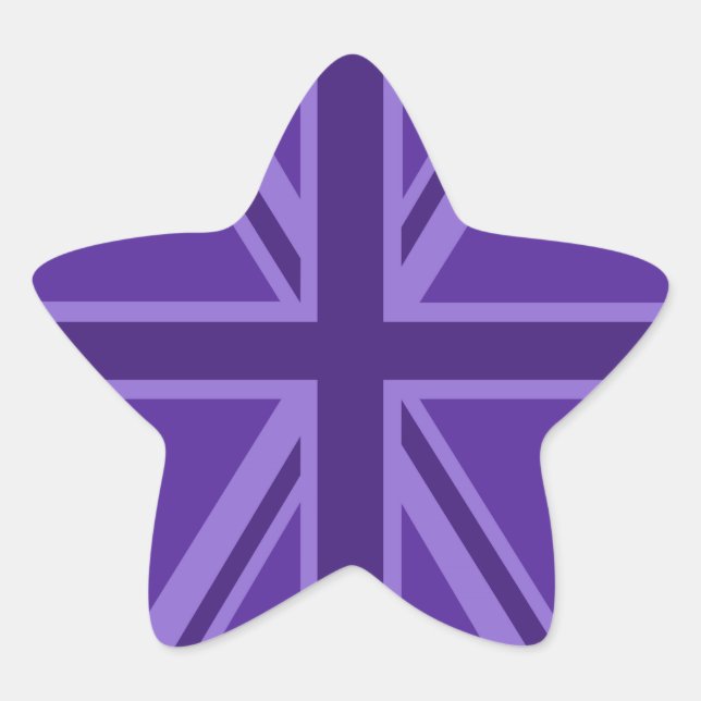 Purple Union Jack Design Star Sticker (Front)