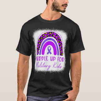 Purple Up for Kids Military Child Month Bleached R T-Shirt
