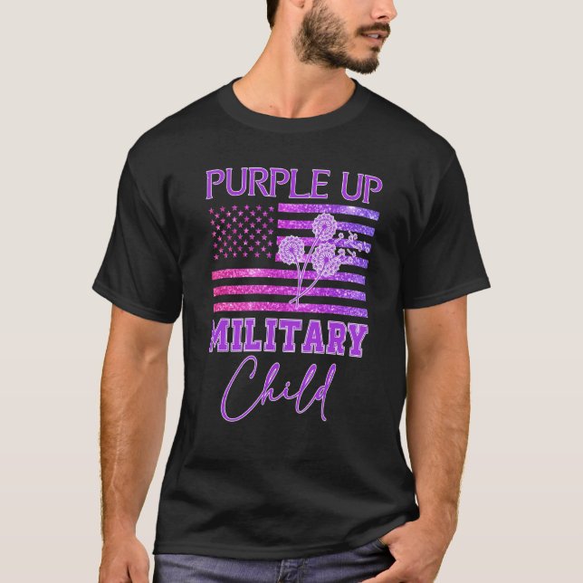 Purple Up For Military Child Month Dandelion Spark T-Shirt (Front)